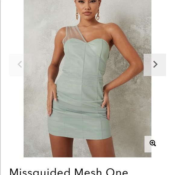 Missguided mesh one shoulder faux leather dress - Picture 3 of 4